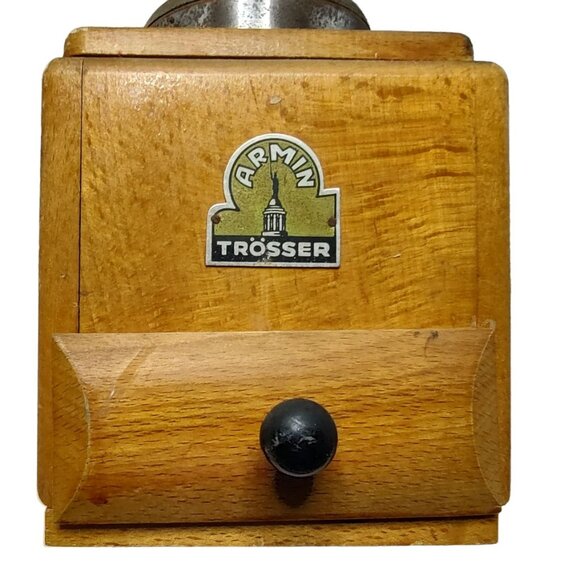 Vtg Armin Trosser German Hand Crank Coffee Grinder Mill Beech Wood 1940s - 60s - Picture 2 of 10